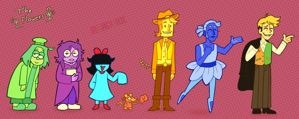 Lineup of Flowers from DELTARUNE